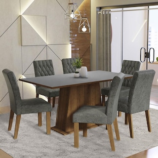 Foto 2 | Juego de Comedor de Madera con 6 Sillas Madesa Britney MDJA060137 Marrón y Gris