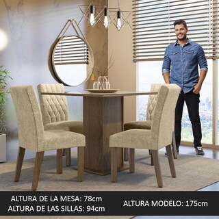 Foto 4 | Comedor Madesa Mdja040138 Beige con 4 Sillas