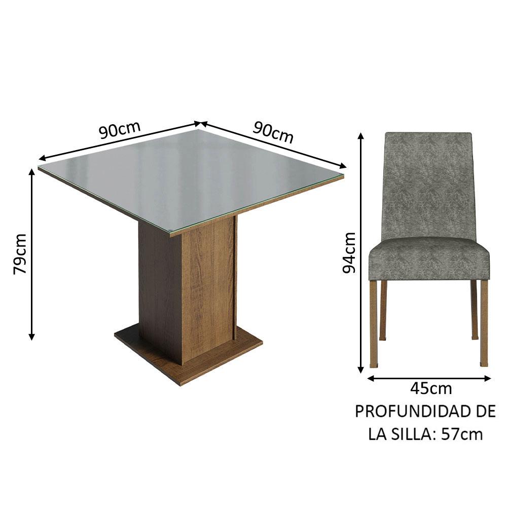 Foto 4 pulgar | Comedor Madesa Mdja0400140 Gris con 4 Sillas