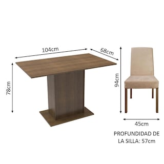 Foto 3 | Comedor Madesa Manu + 2 Sillas Marrón