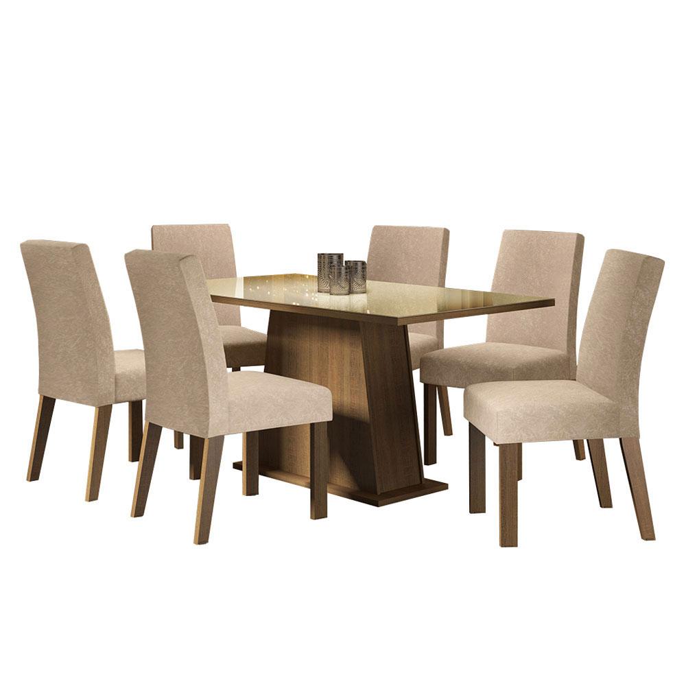 Foto 1 | Juego de Comedor Madesa Patricia Mesa con Tablero de Vidrio y 6 Sillas Marrón