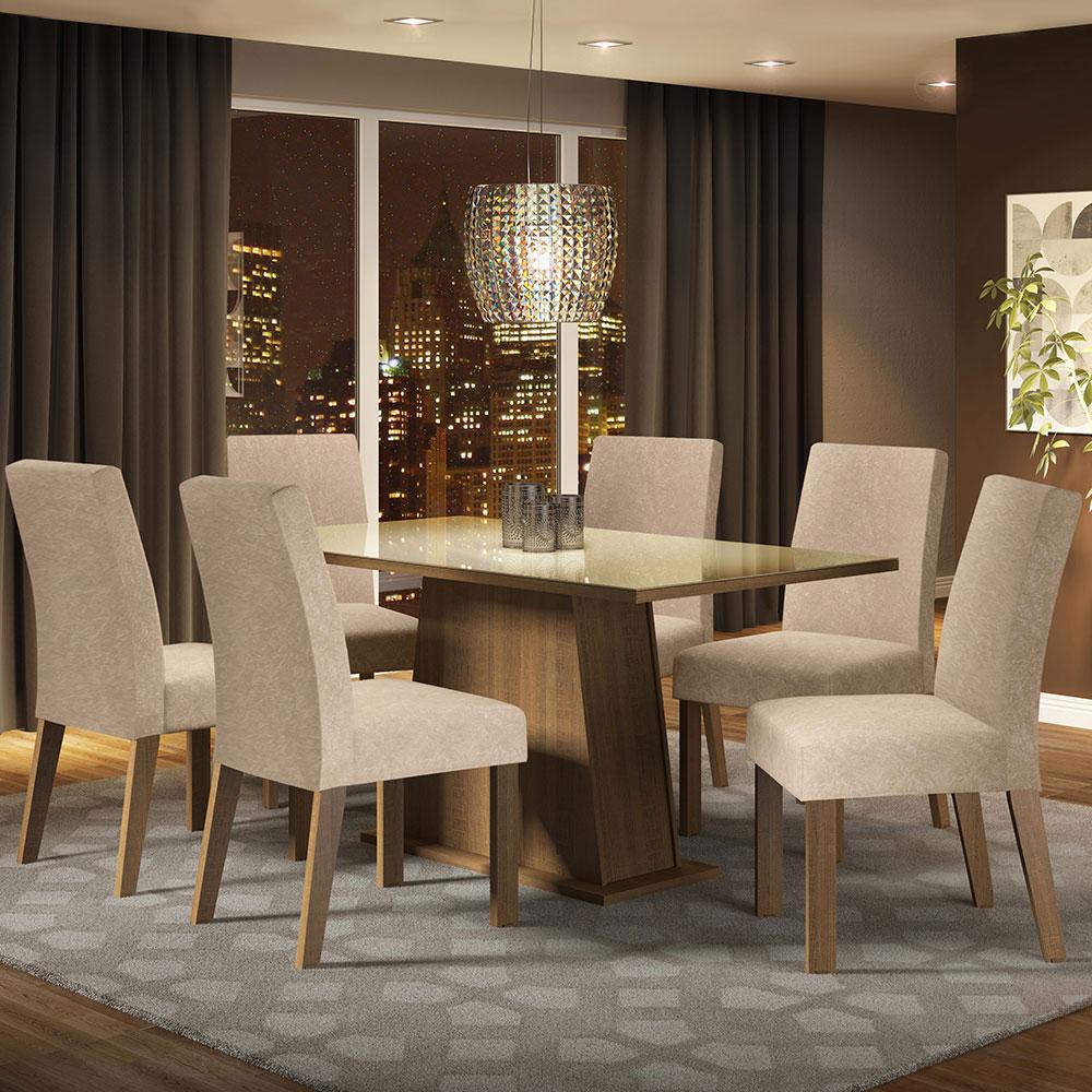 Foto 2 | Juego de Comedor Madesa Patricia Mesa con Tablero de Vidrio y 6 Sillas Marrón