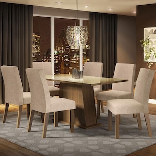 Foto 2 | Juego de Comedor Madesa Patricia Mesa con Tablero de Vidrio y 6 Sillas Marrón