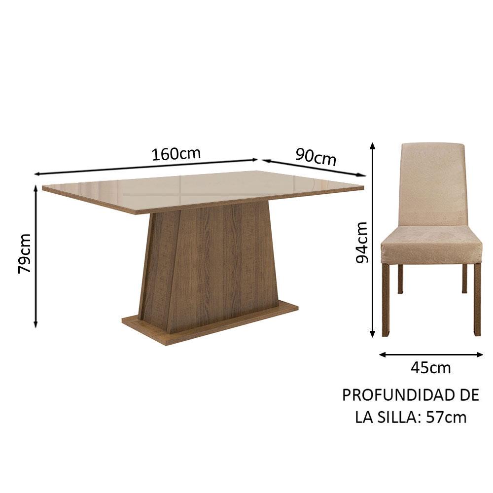 Foto 4 pulgar | Juego de Comedor Madesa Patricia Mesa con Tablero de Vidrio y 6 Sillas Marrón
