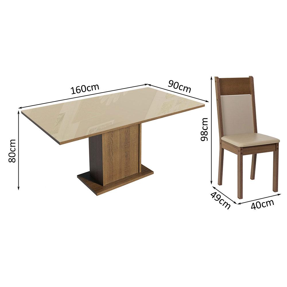Foto 4 pulgar | Juego de Comedor con Tablero de Vidrio y 4 Sillas Madesa Greta Crema Marrón Beige