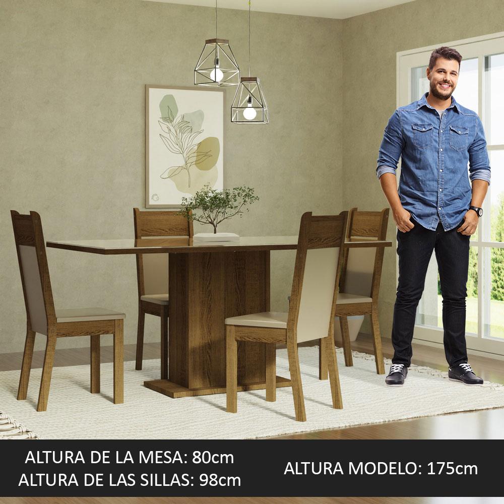 Foto 5 pulgar | Juego de Comedor con Tablero de Vidrio y 4 Sillas Madesa Greta Crema Marrón Beige