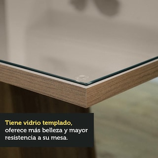 Foto 6 | Juego de Comedor con Tablero de Vidrio y 4 Sillas Madesa Greta Crema Marrón Beige