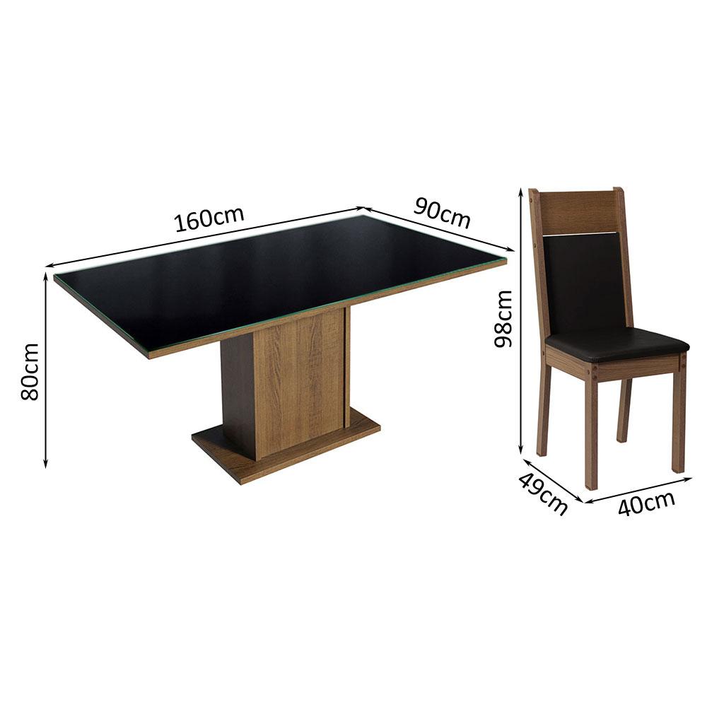 Foto 4 pulgar | Juego de Comedor Mesa con Tablero de Vidrio 4 Sillas Madesa Greta Negro