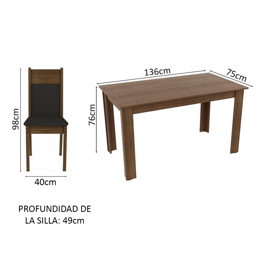 Foto 6 pulgar | Juego de Comedor Madesa Havana Mesa con Tablero de Madera y 4 Sillas Negro