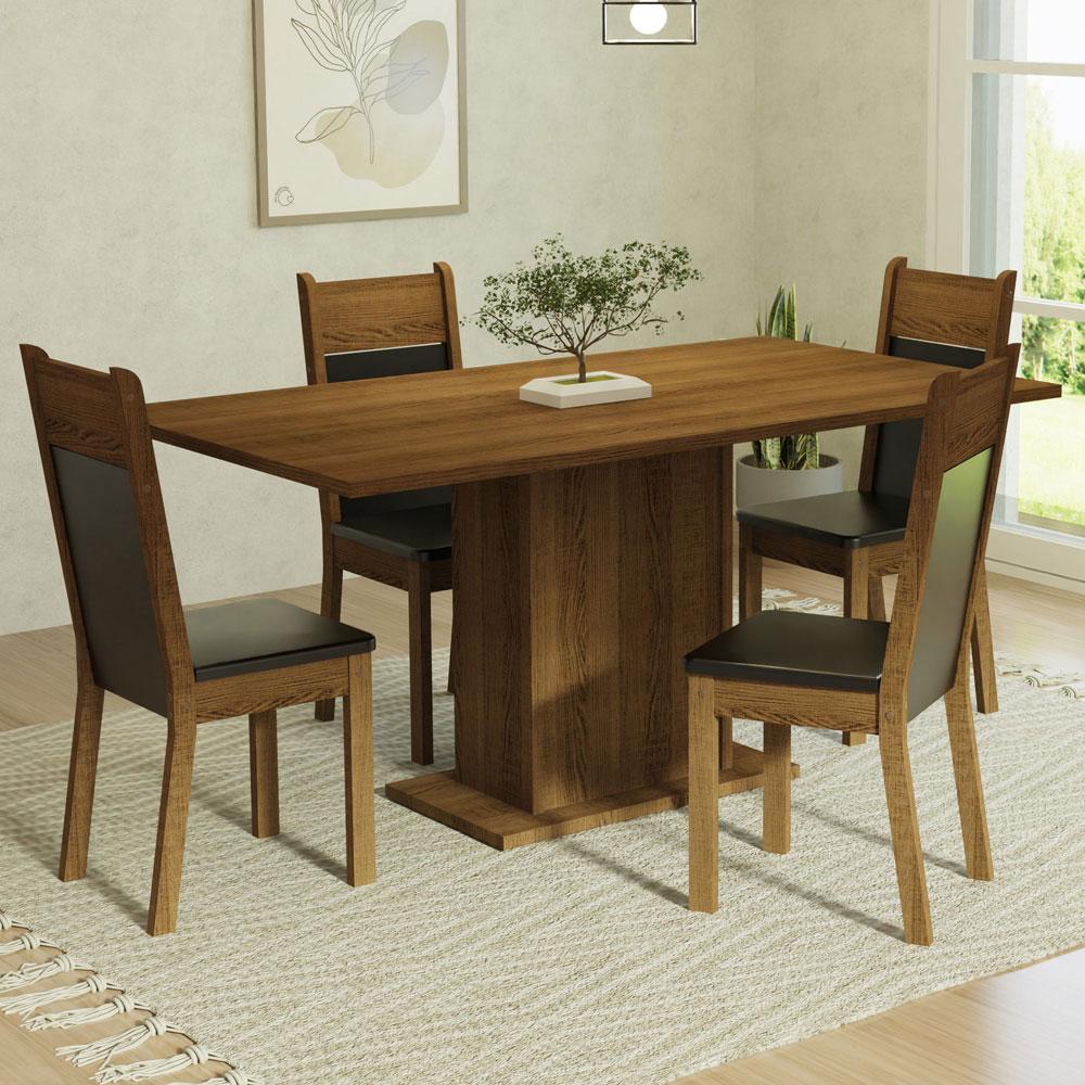 Foto 3 pulgar | Juego de Comedor Mesa Madesa Elisa con Tablero de Madera 4 Sillas Marrón