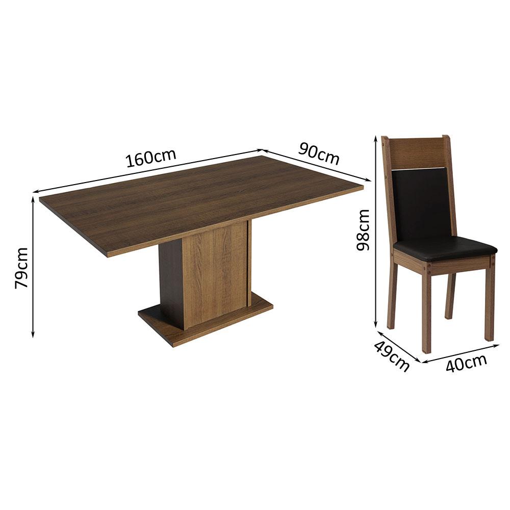 Foto 3 | Juego de Comedor Mesa Madesa Elisa con Tablero de Madera 4 Sillas Marrón