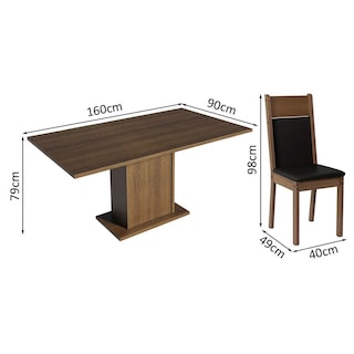 Foto 3 | Juego de Comedor Mesa Madesa Elisa con Tablero de Madera 4 Sillas Marrón