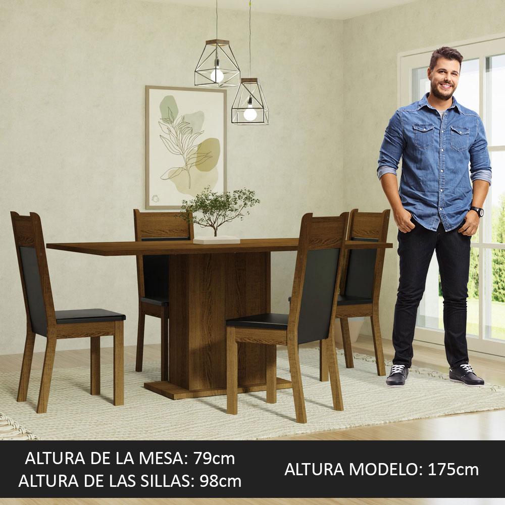 Foto 5 pulgar | Juego de Comedor Mesa Madesa Elisa con Tablero de Madera 4 Sillas Marrón