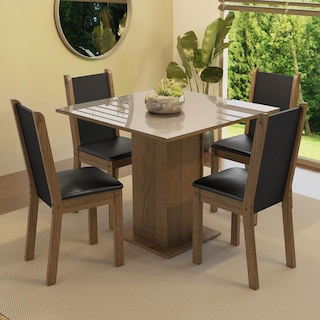 Foto 2 | Juego de Comedor Madesa Tifani Mesa con Tablero de Vidrio 4 Sillas Marrón
