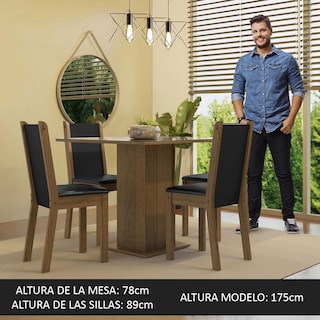 Foto 5 | Juego de Comedor Madesa Tifani Mesa con Tablero de Vidrio 4 Sillas Marrón