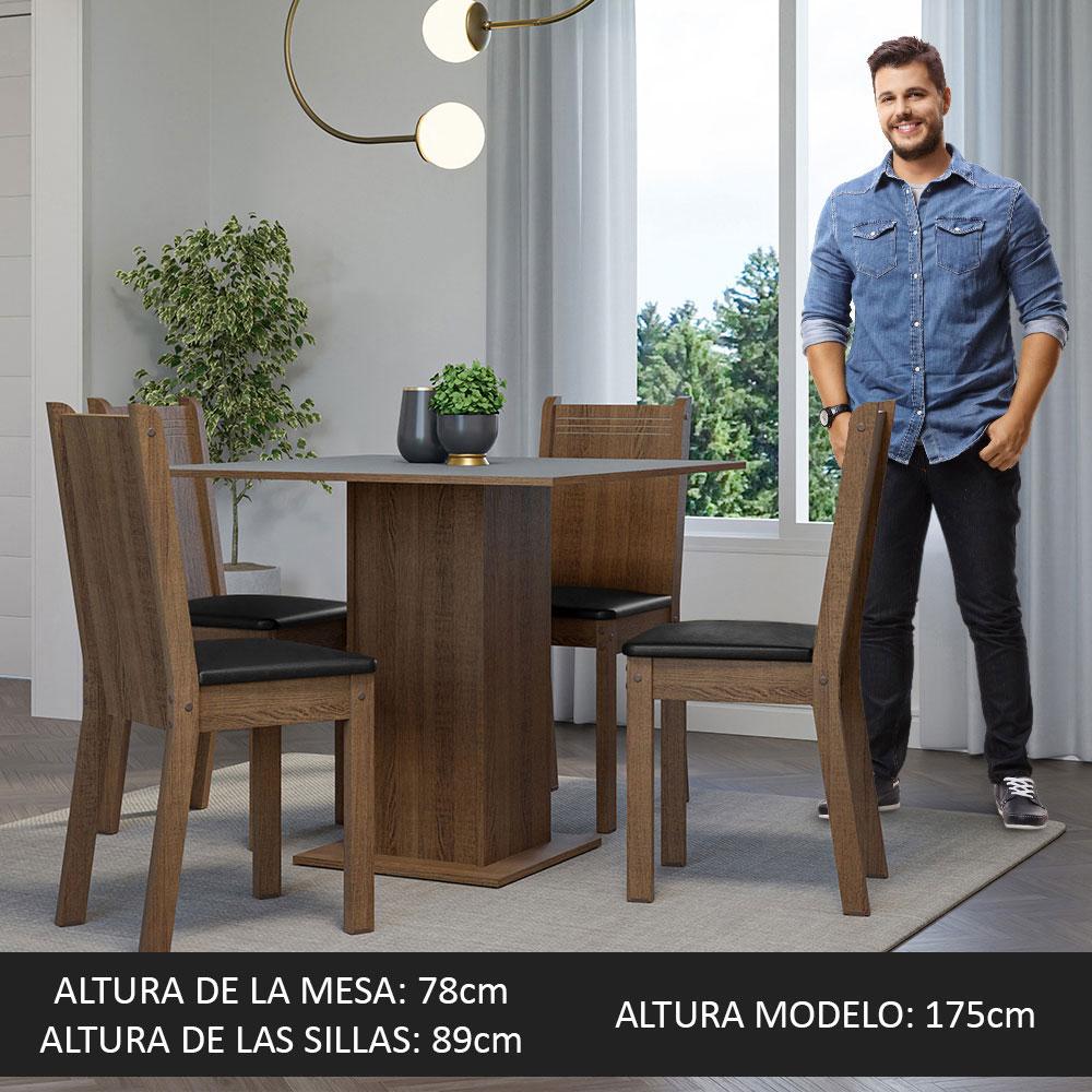 Foto 6 pulgar | Comedor Madesa Samara Marrón con 4 Sillas