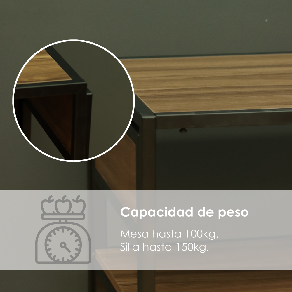 Foto 7 pulgar | Juego de Comedor 3 Piezas Ilios Innova WH-23 Industrial Marrón