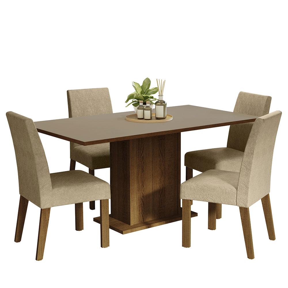 Comedor Madesa color Beige con 4 Sillas