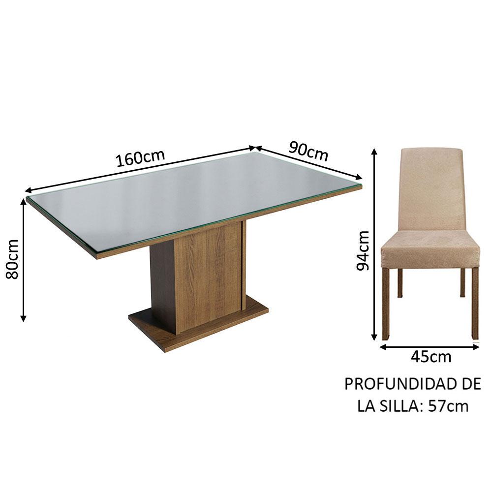 Foto 4 pulgar | Comedor Madesa color Beige con 6 Sillas