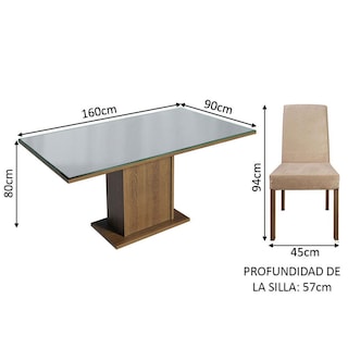 Foto 3 | Comedor Madesa color Beige con 6 Sillas