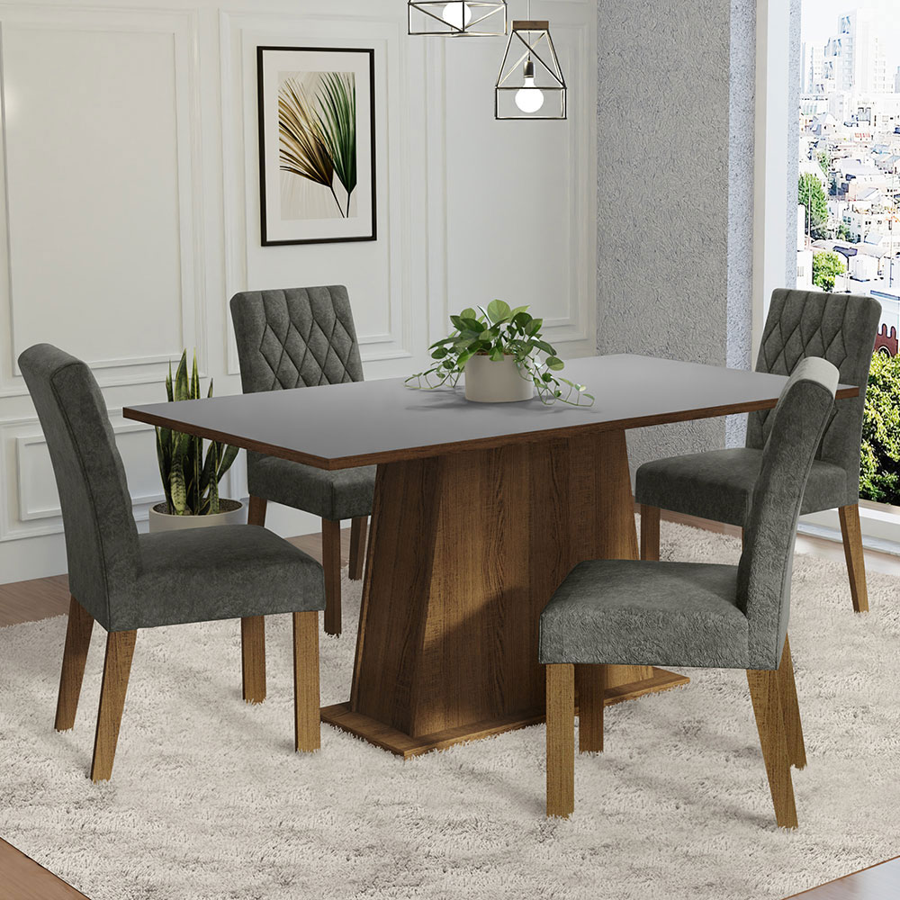 Foto 2 | Comedor Madesa Gris con 4 Sillas