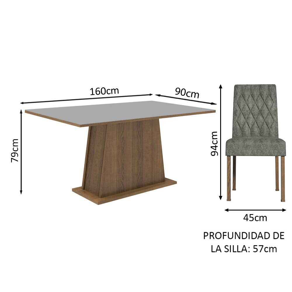 Foto 3 | Comedor Madesa Gris con 4 Sillas