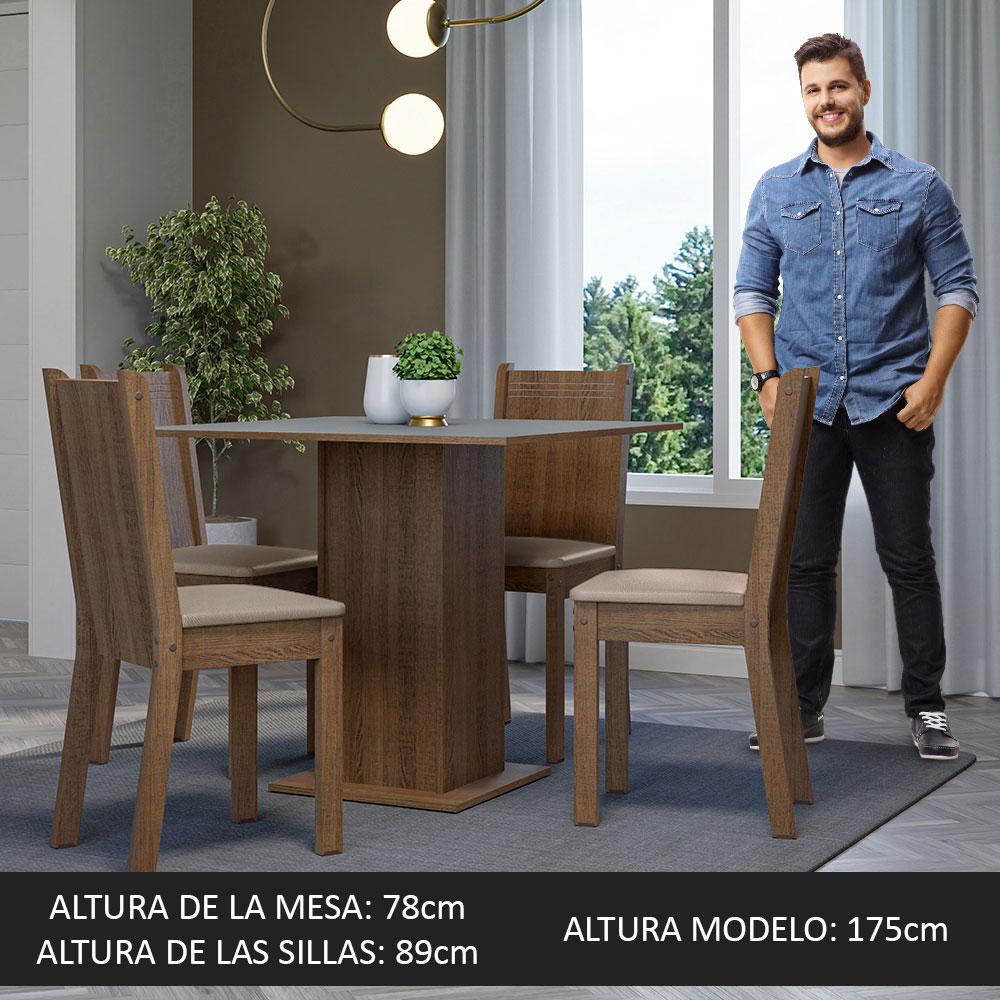 Foto 5 | Juego de Comedor de Madera + 4 Sillas Madesa Marrón