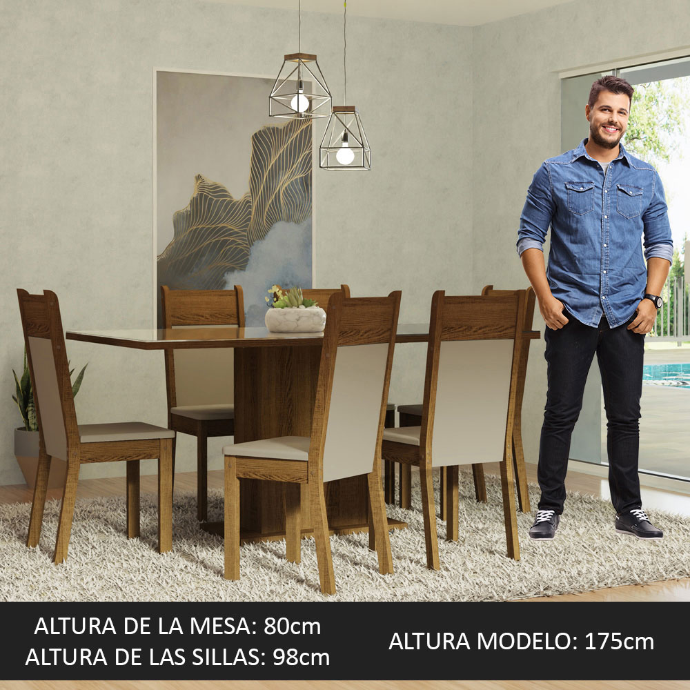 Foto 5 pulgar | Juego de Comedor con Tapa de Madera + 6 Sillas Imperial Madesa Francine