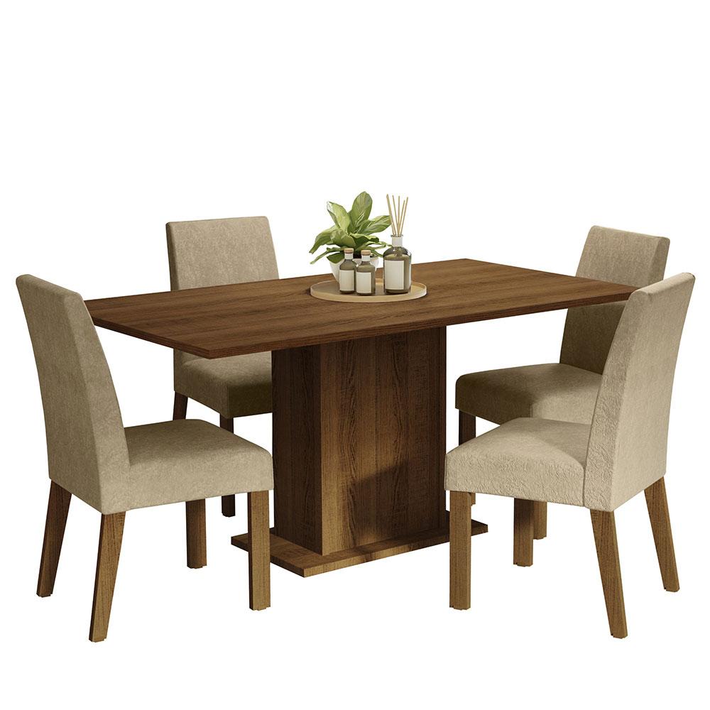 Foto 2 pulgar | Juego de Comedor con Mesa Tapa de Madera + 4 Sillas Keila Madesa