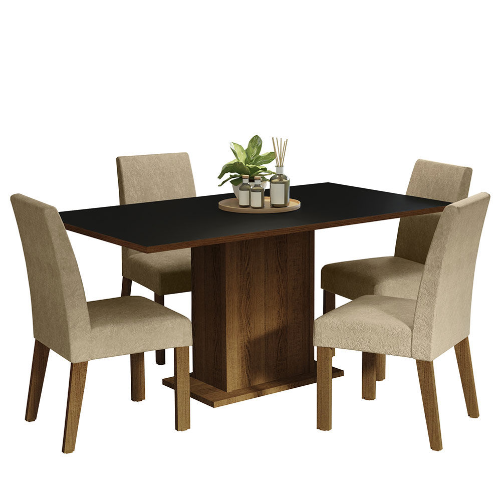 Juego de Comedor con Tapa de Madera + 4 Sillas Imperial Madesa Keila