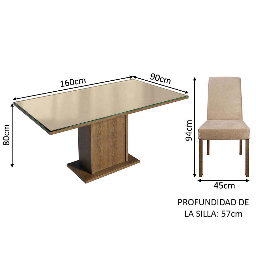 Foto 4 pulgar | Comedor Madesa color Beige con 6 Sillas