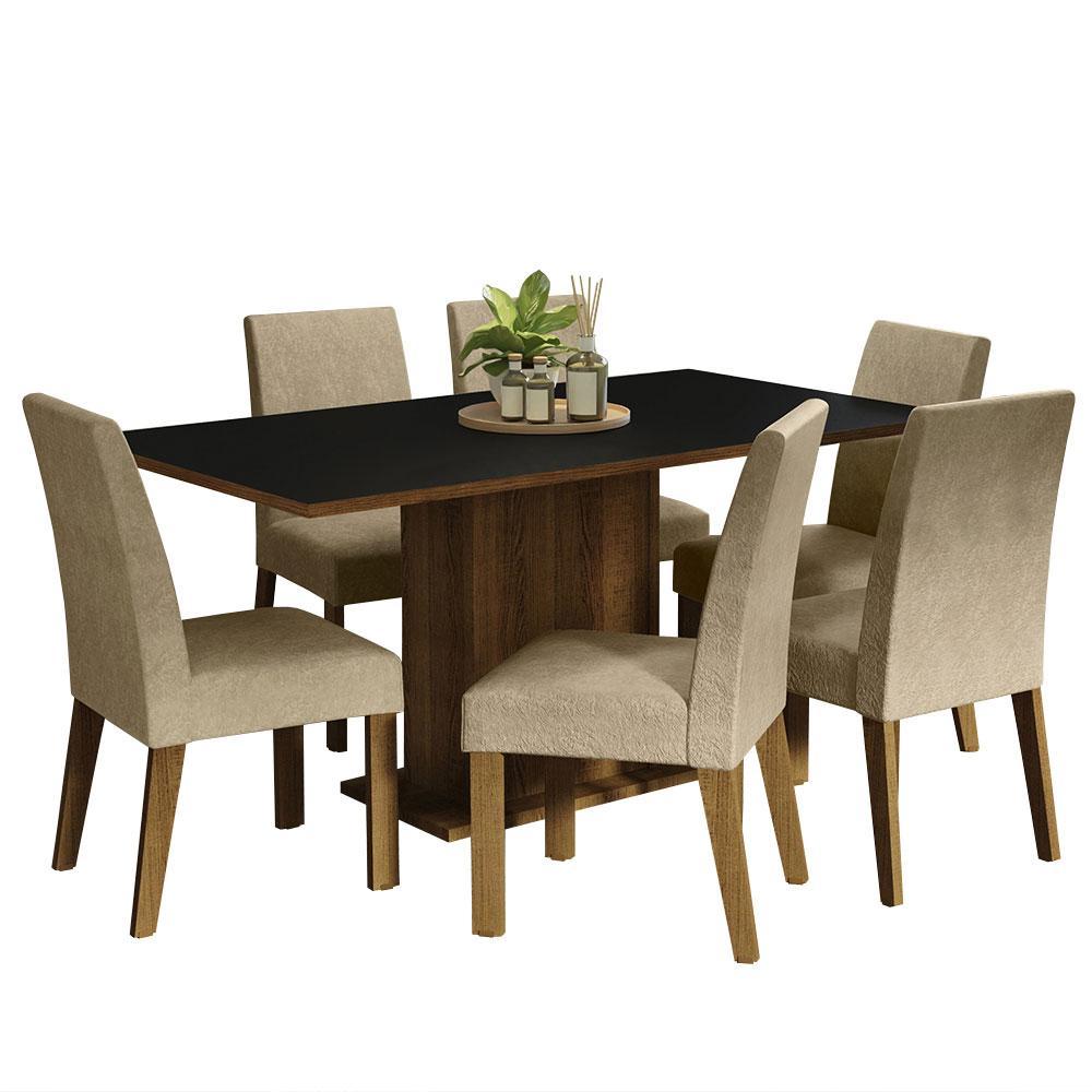 Juego de Comedor con Tapa de Madera más 6 Sillas Imperial Madesa Renata