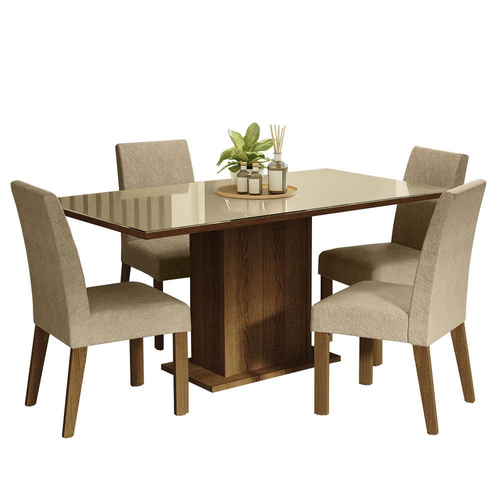 Comedor Madesa color Beige con 4 Sillas