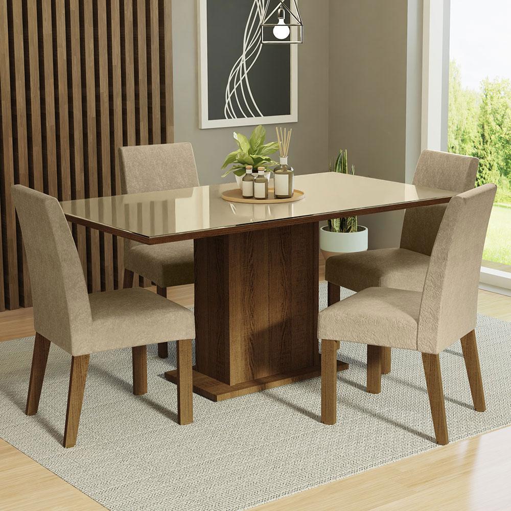 Foto 3 pulgar | Comedor Madesa color Beige con 4 Sillas