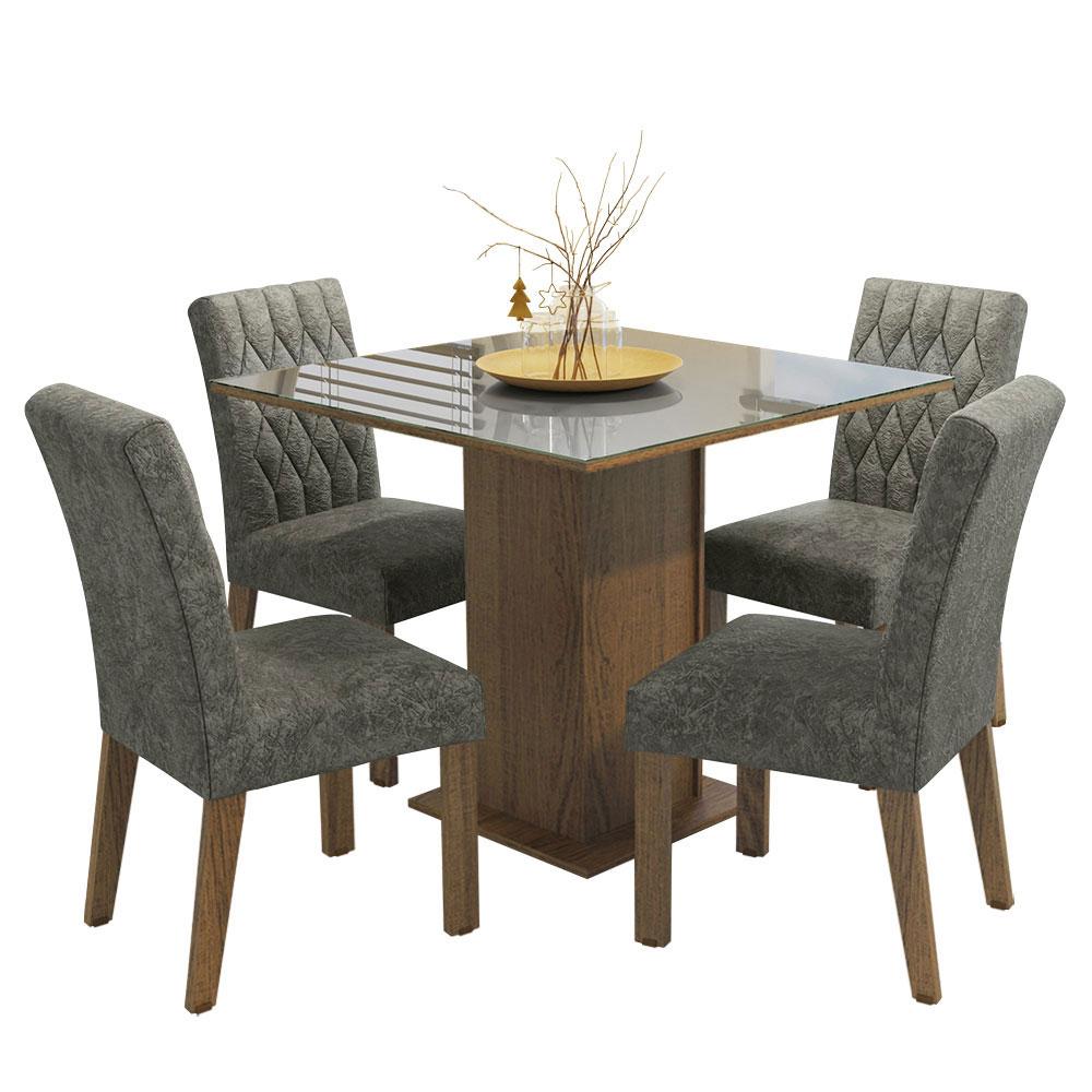Comedor Madesa color Gris con 4 Sillas