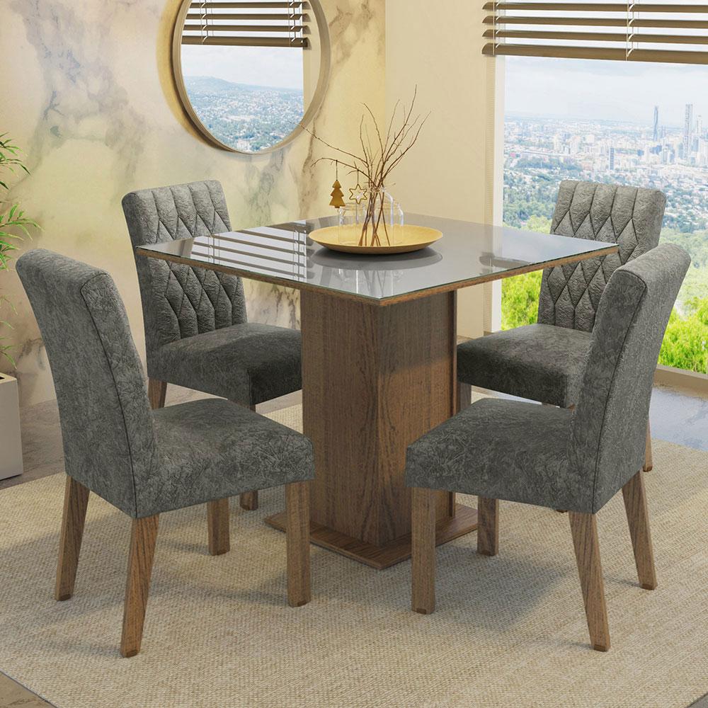 Foto 3 pulgar | Comedor Madesa color Gris con 4 Sillas