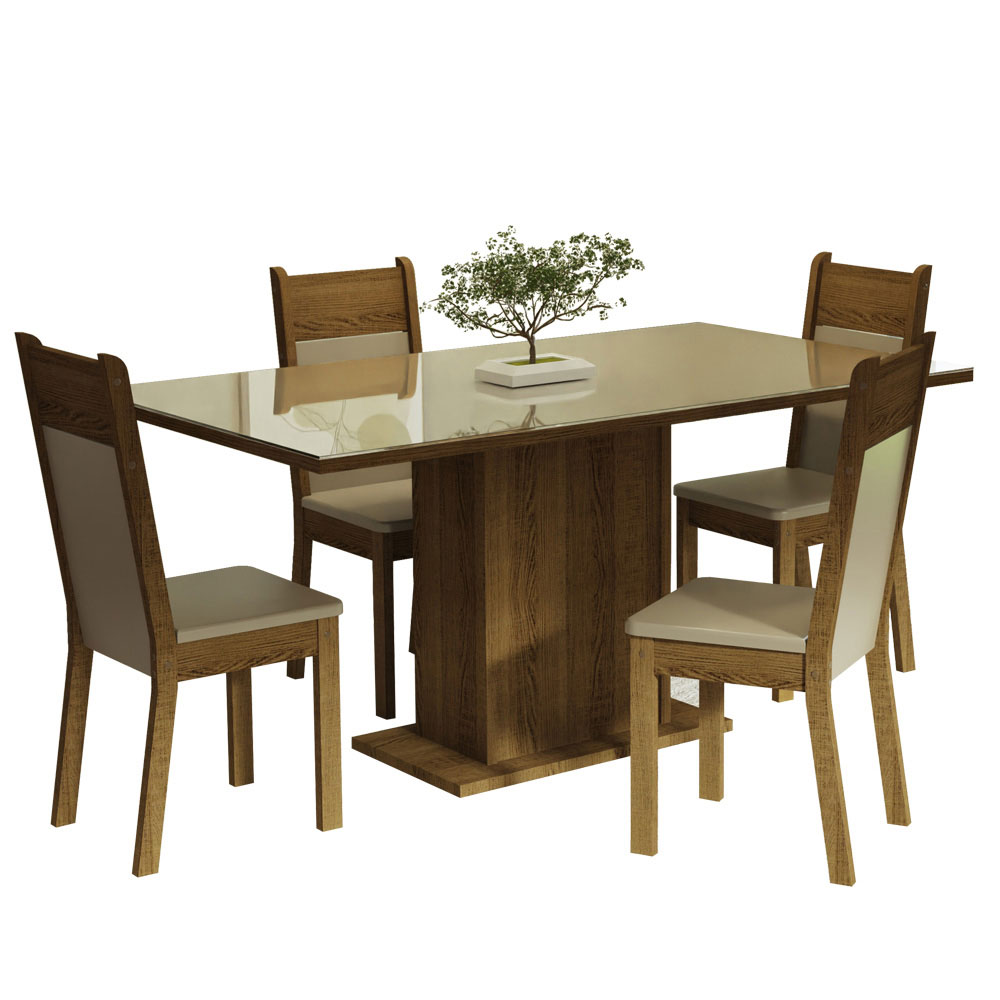 Juego de Comedor con Tapa de Vidrio + 4 Sillas Madesa Greta