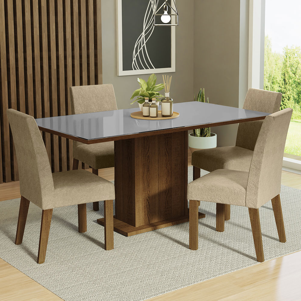 Comedor Madesa Avril Beige con 4 Sillas