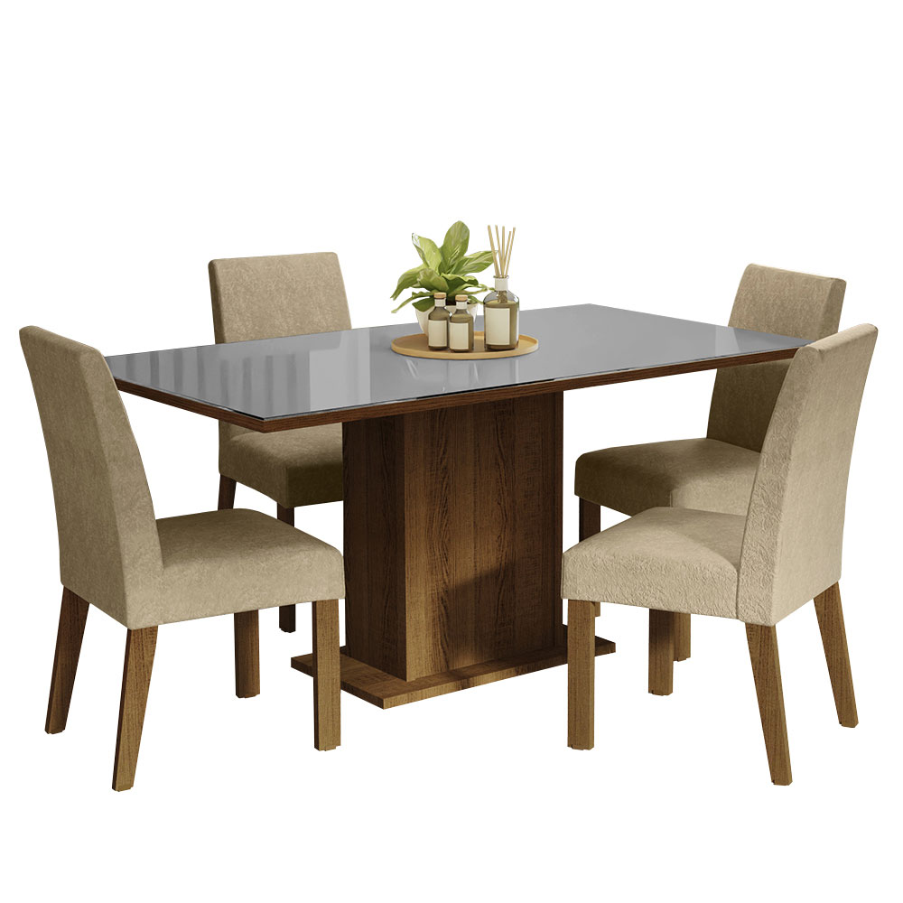 Foto 3 pulgar | Comedor Madesa Avril Beige con 4 Sillas