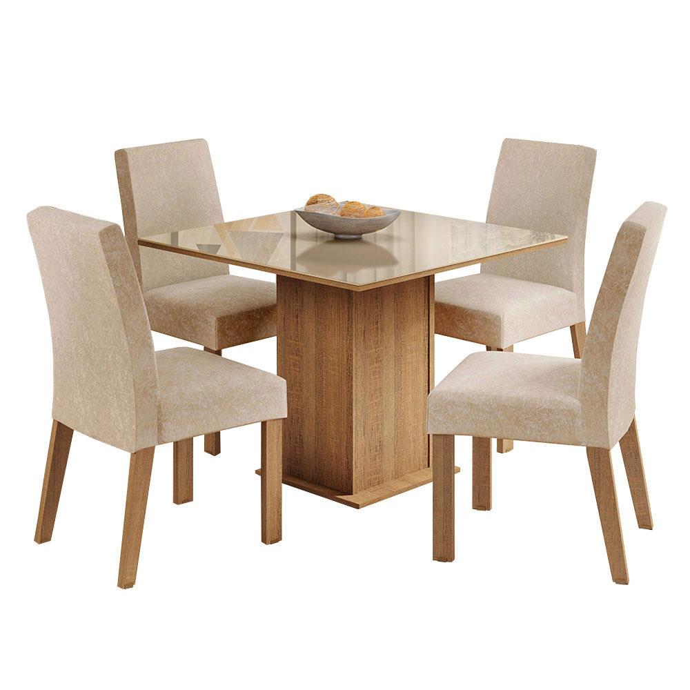 Foto 2 pulgar | Comedor Madesa color Beige con 4 Sillas