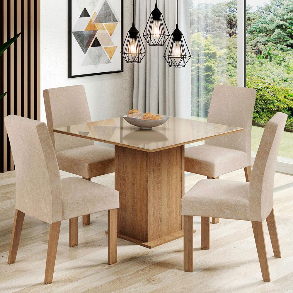Foto 3 pulgar | Comedor Madesa color Beige con 4 Sillas