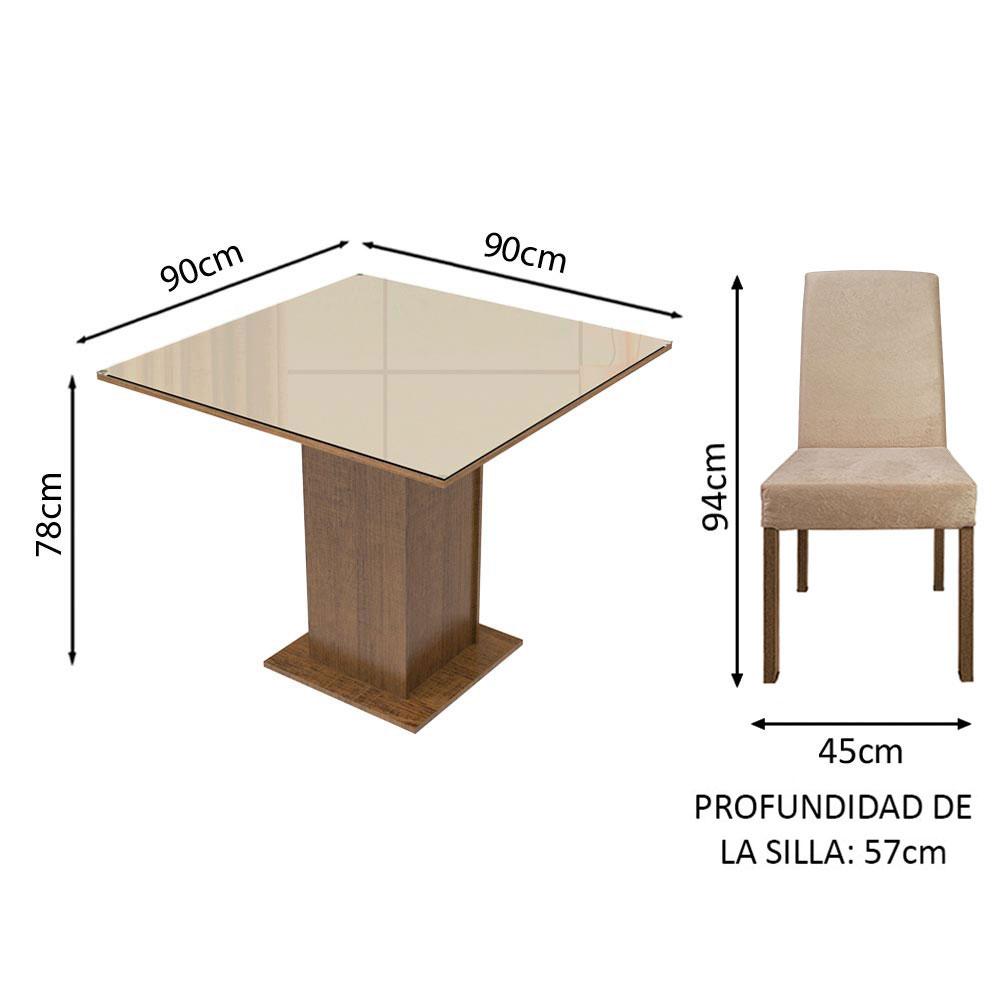 Foto 7 pulgar | Comedor Madesa color Beige con 4 Sillas