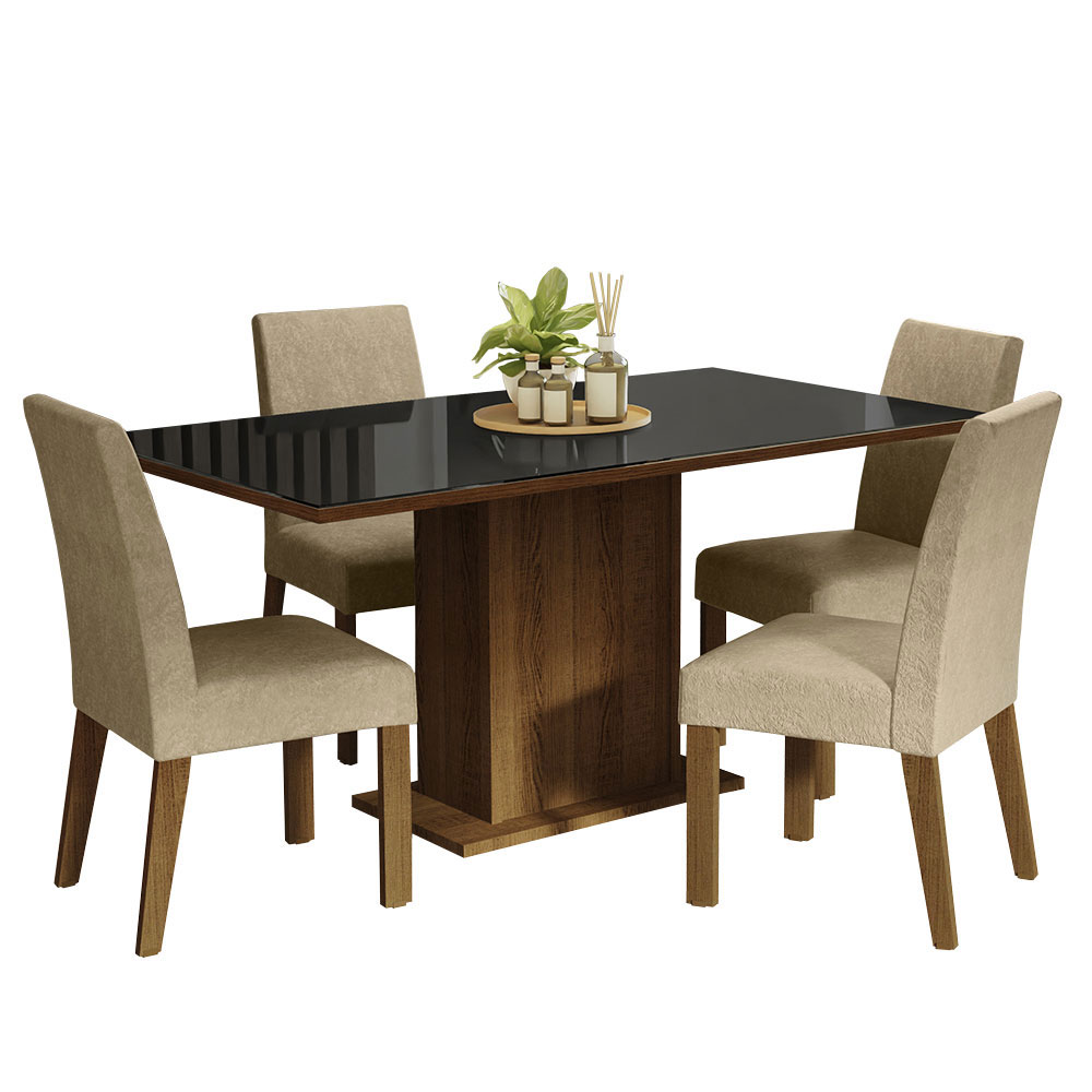 Juego De Comedor Mesa Con Tapa De Vidrio 4 Sillas Imperial Avril Madesa