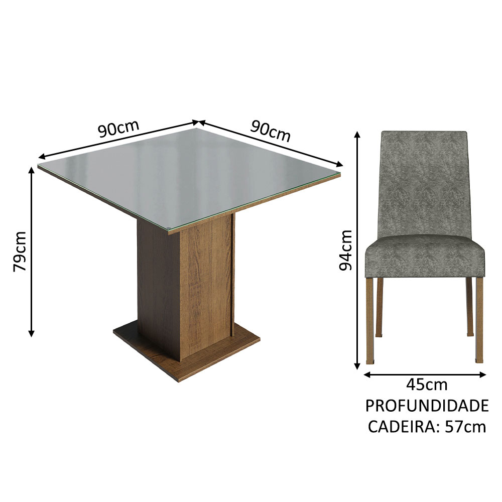 Foto 4 pulgar | Comedor Madesa con 4 Sillas Gris
