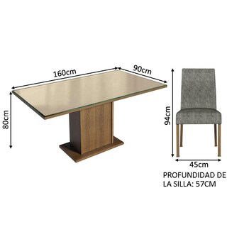 Foto 3 | Comedor Madesa Alexis con 6 Sillas Gris