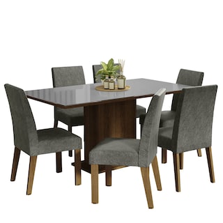 Foto 2 | Juego de Comedor con Mesa de Vidrio y 6 Sillas Madesa Alexis Marrón