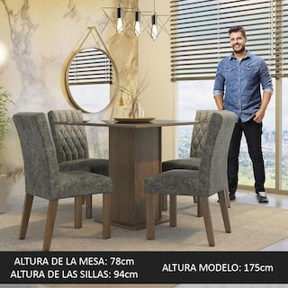 Foto 3 | Juego de Comedor con Mesa de Vidrio y 4 Sillas Madesa Anaju