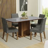 Juego de Comedor con Mesa de Vidrio y 4 Sillas Madesa Avril Marrón