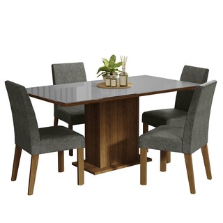 Foto 2 | Juego de Comedor con Mesa de Vidrio y 4 Sillas Madesa Avril Marrón