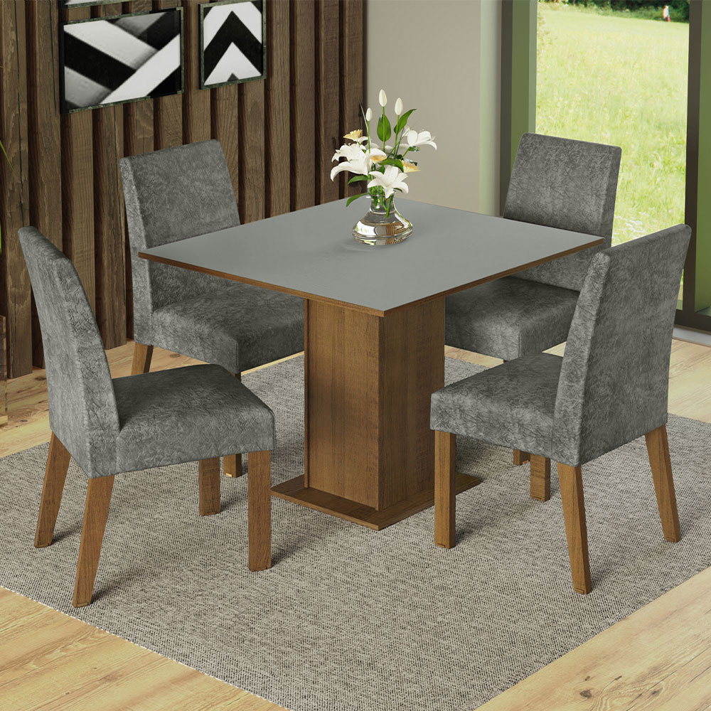 Foto 2 pulgar | Comedor Madesa con 4 Sillas Gris